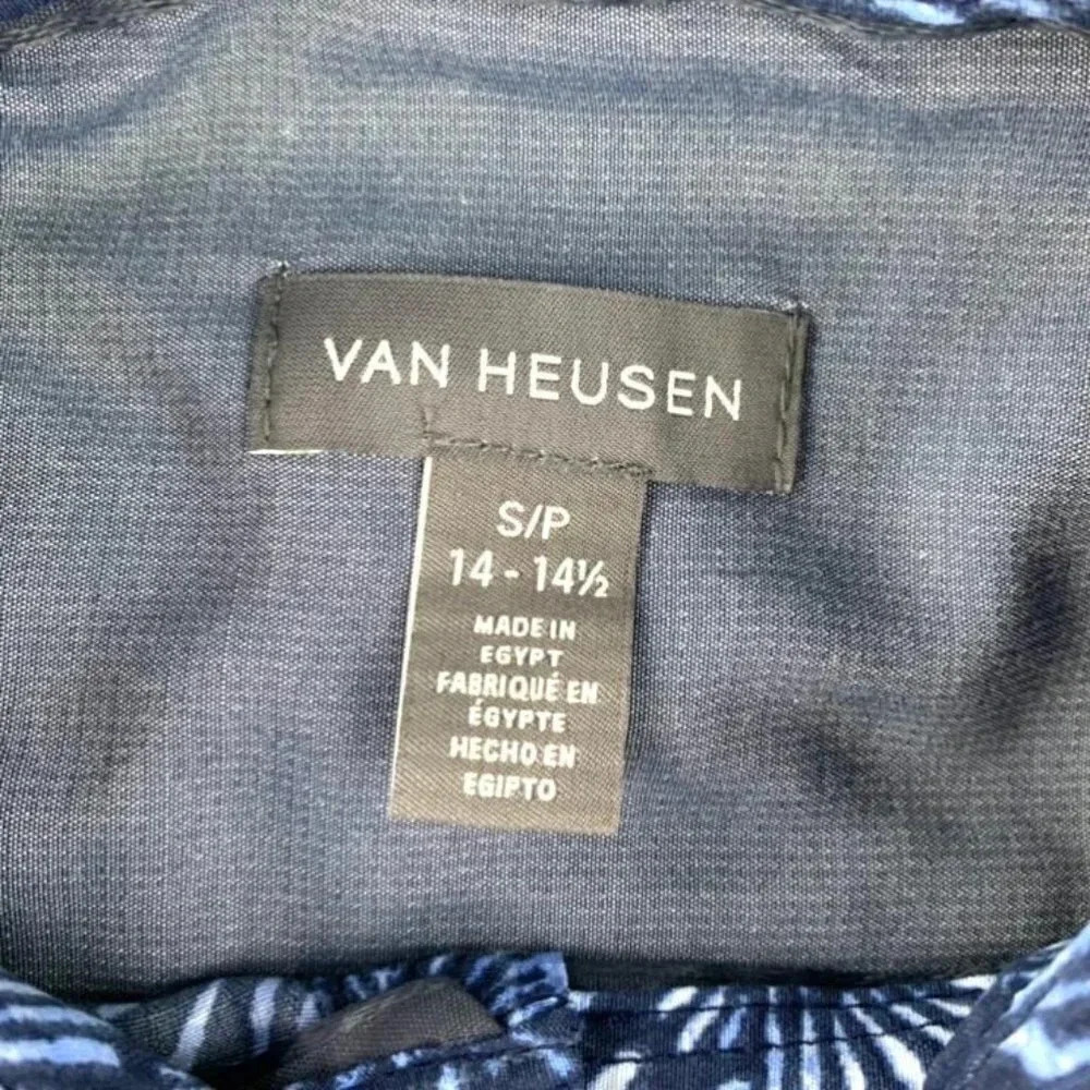Van Heusen Poly Tropical Print Shirt Sunburst Men's Size S - Picture 6 of 10
